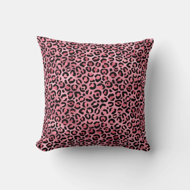 Rosa Leopard Animal Print Mönster Kudde (Framsida)