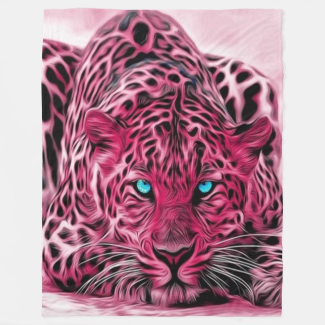 Rosa Leopard Anpassningsbar Fleece Blanket, stor (Framsidan)