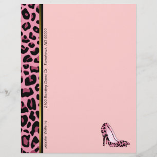 Rosa Leopard Anpassningsbar Letterhead Stationery