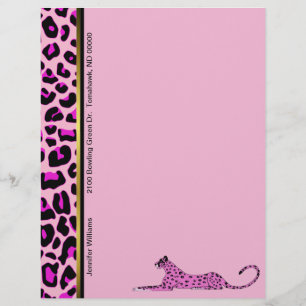 Rosa Leopard Anpassningsbar Letterhead Stationery
