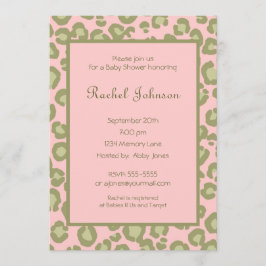 Rosa Leopard Baby Shower-inbjudan Inbjudningar