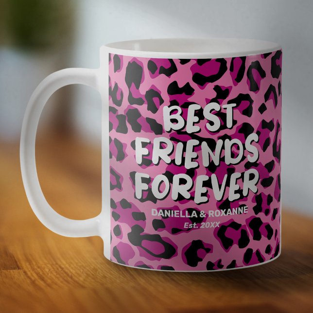 Rosa leopard BFF bästa väninnor Kaffemugg (Skapare uppladdad)