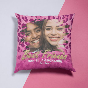 Rosa Leopard BFF Best Friends Photo Kudde