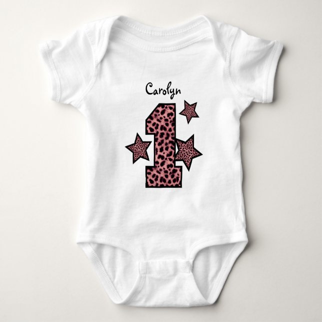 rosa Leopard Big Number Stars GIRL Tee (Framsida)