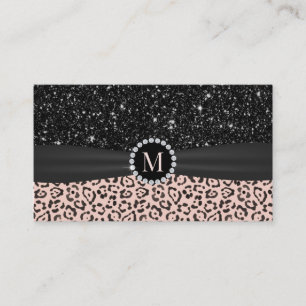 Rosa Leopard Black Glitter, planering av händels Visitkort
