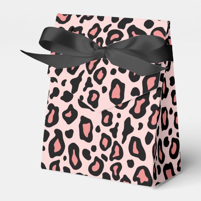 Rosa Leopard Favor Box Presentaskar (Framsidan Sidan)