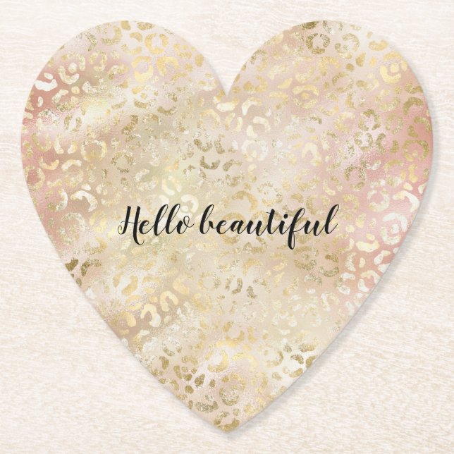  Rosa Leopard för Glam Guld Ro           Underlägg Papper (Framsida)