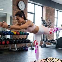 Rosa leopard geometrisk Leggings