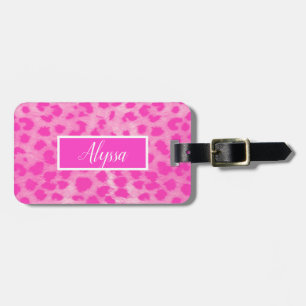 Rosa Leopard Gepard Djurtryck Personlig Bagagebricka
