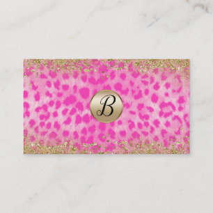 Rosa Leopard Gepard Guld Glitter Kundlojalitet Lojalitetskort