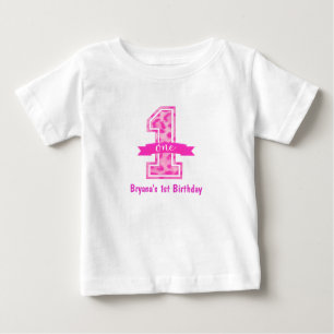 Rosa leopard gepard tryck ONE 1:a födelsedag anpas Tee