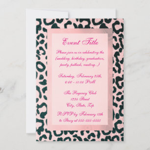 Rosa Leopard Glitter Inbjudningar
