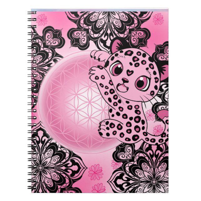 Rosa Leopard Harmoni Anteckningsbok (Framsidan)