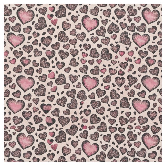 Rosa leopard hjärtmönster på rodnad tyg (Närbild)
