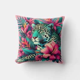 Rosa Leopard Jaguar Big Cat Art Kudde