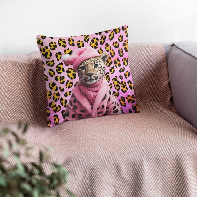 Rosa Leopard jul Jaguar Cushion Kudde (Skapare uppladdad)