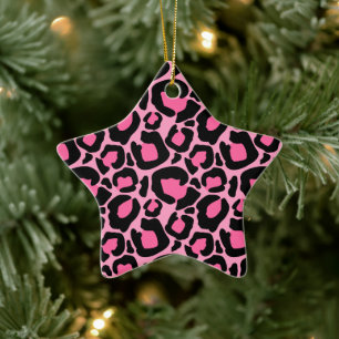 Rosa Leopard Julgransprydnad Keramik