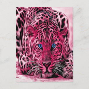 Rosa leopard med blått Ögon Vykort