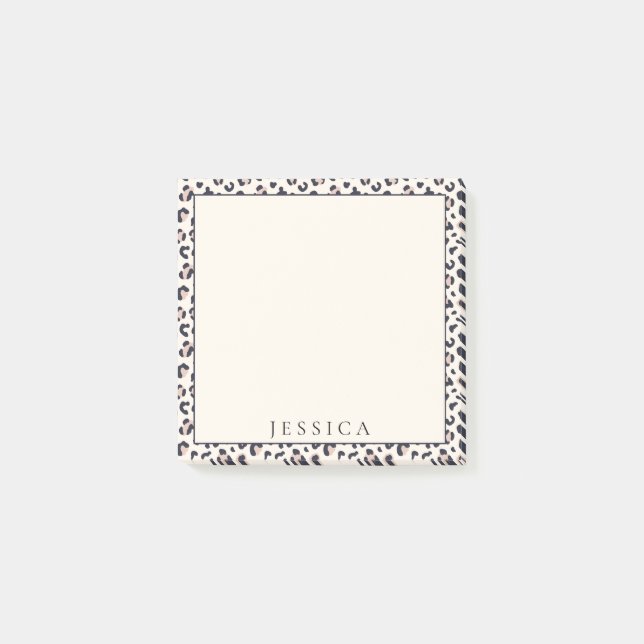 Rosa Leopard mönster, eget namn Post-it Block (Framsida)