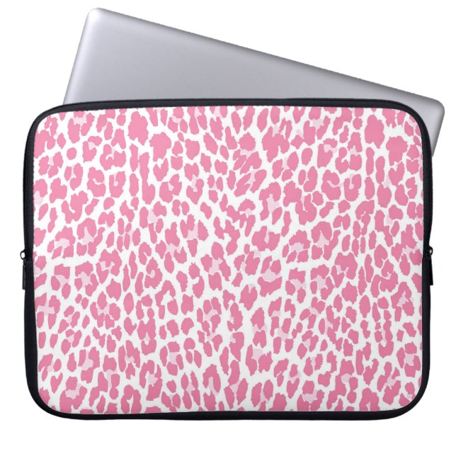 Rosa Leopard Mönster Laptop Sleeve (Framsidan)