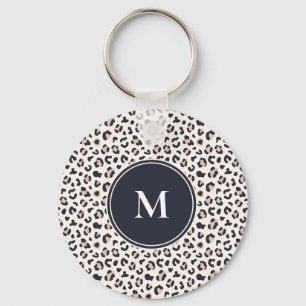 Rosa Leopard mönster monogram Nyckelring