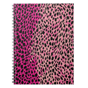 Rosa leopard mönster textilfabrikanimal, backgrou anteckningsbok