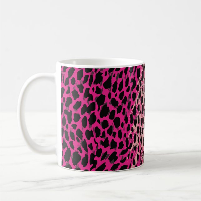 Rosa leopard mönster textilfabrikanimal, backgrou kaffemugg (Vänster)