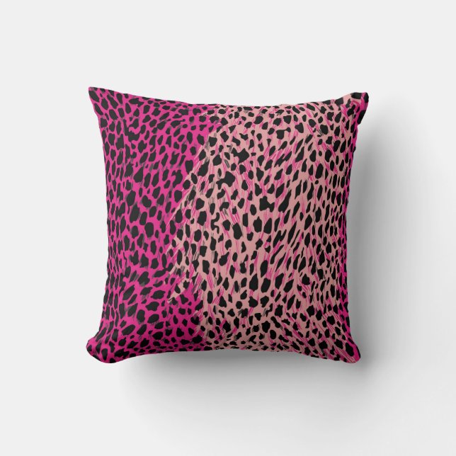 Rosa leopard mönster textilfabrikanimal, backgrou kudde (Framsida)