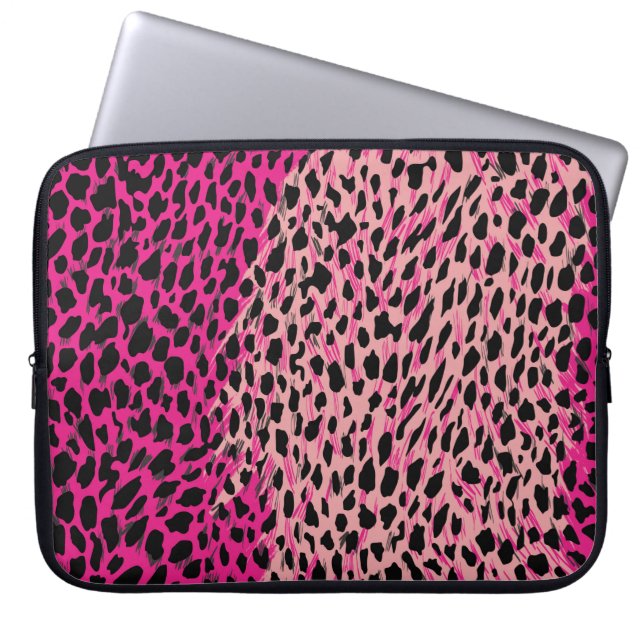 Rosa leopard mönster textilfabrikanimal, backgrou laptop fodral (Framsidan)