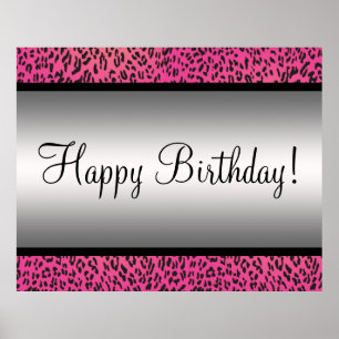 Rosa Leopard Party Banner Poster