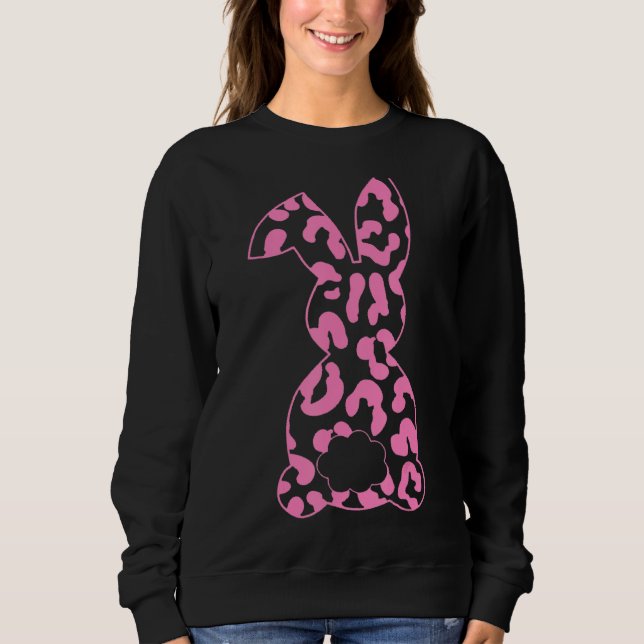 Rosa Leopard Påskhare Rabbit Cute Glad påsk T Shirt (Framsida)