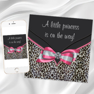 Rosa Leopard Princess Baby Shower-inbjudningar Inbjudningar