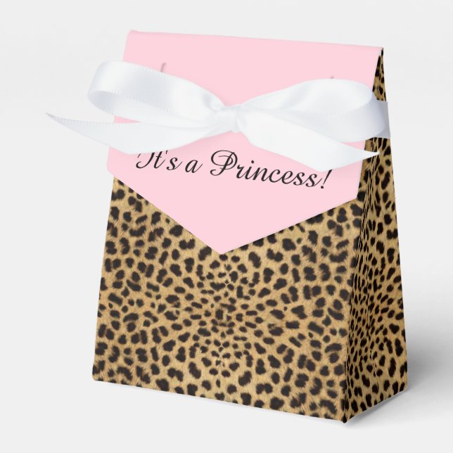 Rosa leopard prinsessa baby shower presentaskar (Framsidan Sidan)