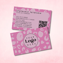 Rosa Leopard Print Anpassningsbar Company Logotyp  Visitkort