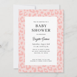Rosa Leopard Print Baby Shower Inbjudningar