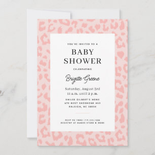 Rosa Leopard Print Baby Shower Inbjudningar