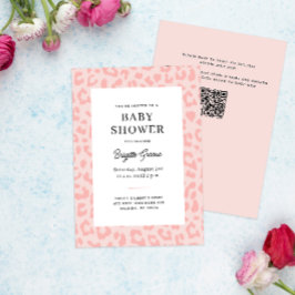 Rosa Leopard Print Baby Shower Inbjudningar