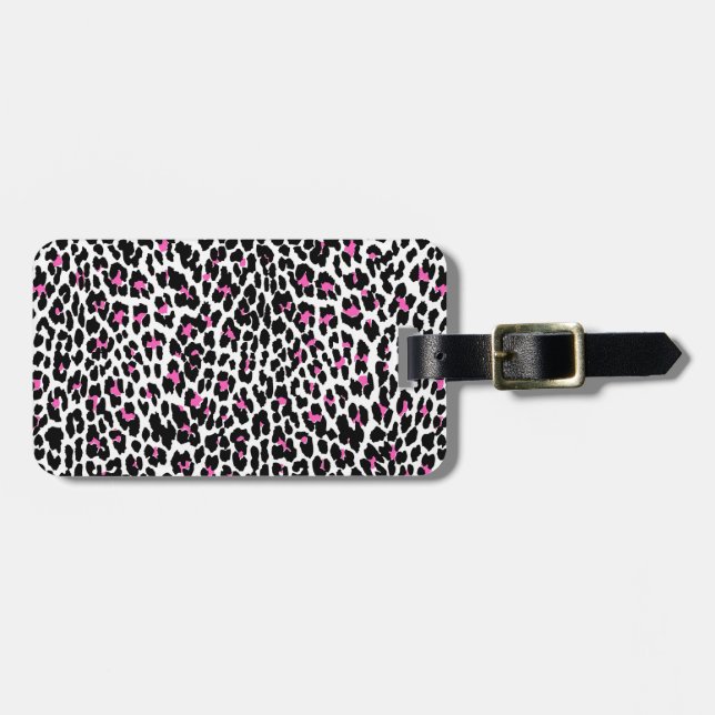 rosa leopard print bagagebricka (Horisontell Framsida)