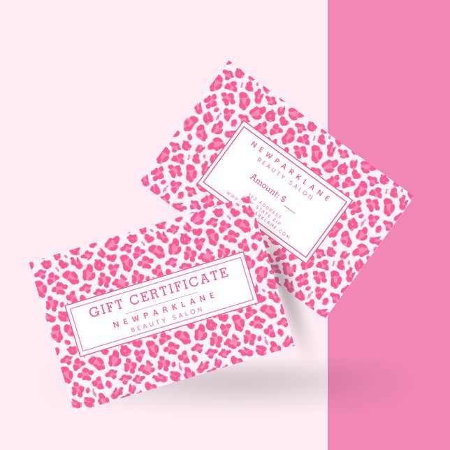 Rosa Leopard Print Business Gift Certificate Visitkort (Skapare uppladdad)