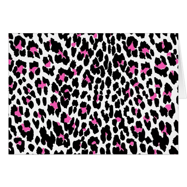 rosa leopard print hälsningskort (Framsidan Horizontal)