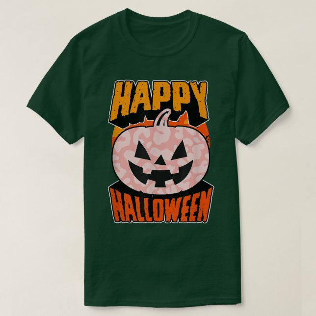 Rosa Leopard Print Happy halloween Party Jack O La T Shirt (Design framsida)