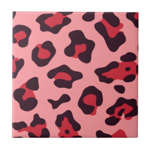Rosa Leopard Print Kakelplatta