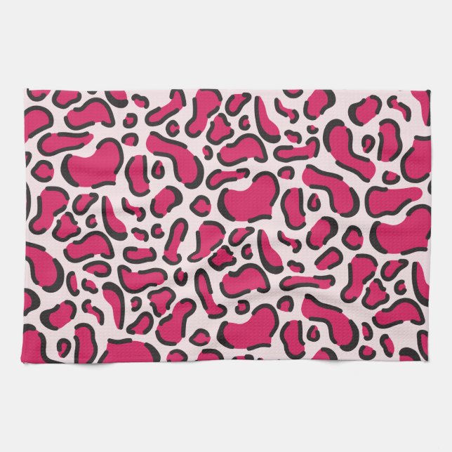 Rosa leopard print kökshandduk (Horisontell)
