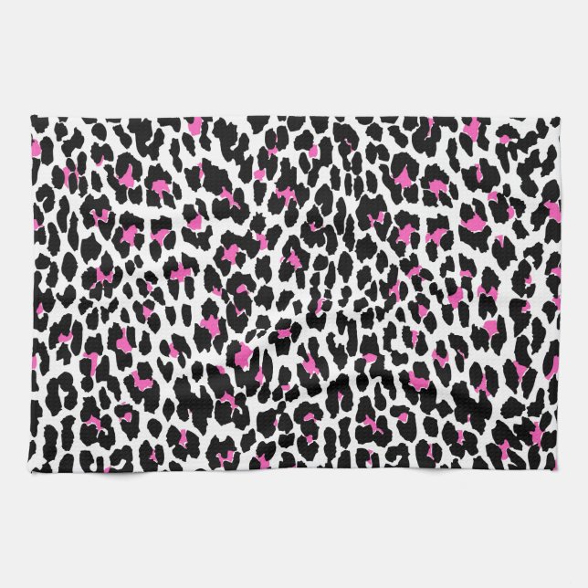 rosa leopard print kökshandduk (Horisontell)