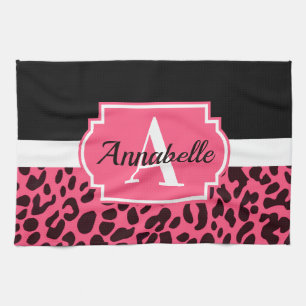 Rosa Leopard Print Kökshandduk