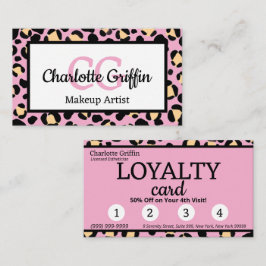Rosa Leopard Print Loyalty Card Lash Makeup Visitkort