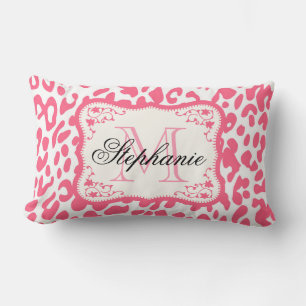 Rosa Leopard Print Lumbarkudde