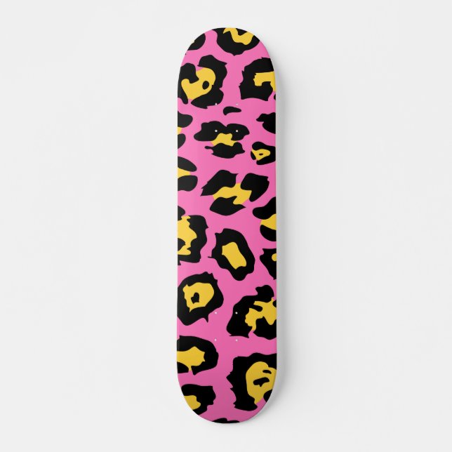 Rosa Leopard Print Mini Skateboard Bräda 18,5 Cm (Framsida)