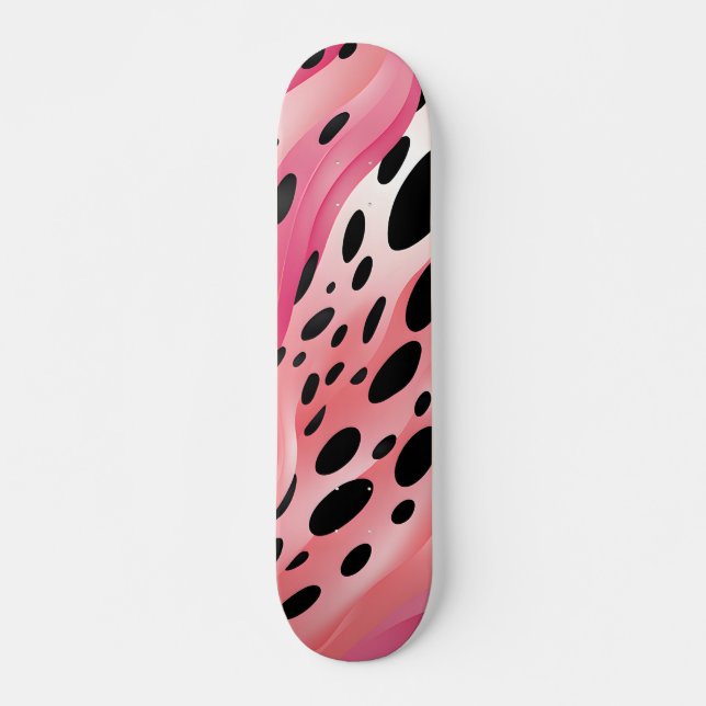 Rosa Leopard Print Mönster Mini Skateboard Bräda 18,5 Cm (Framsida)
