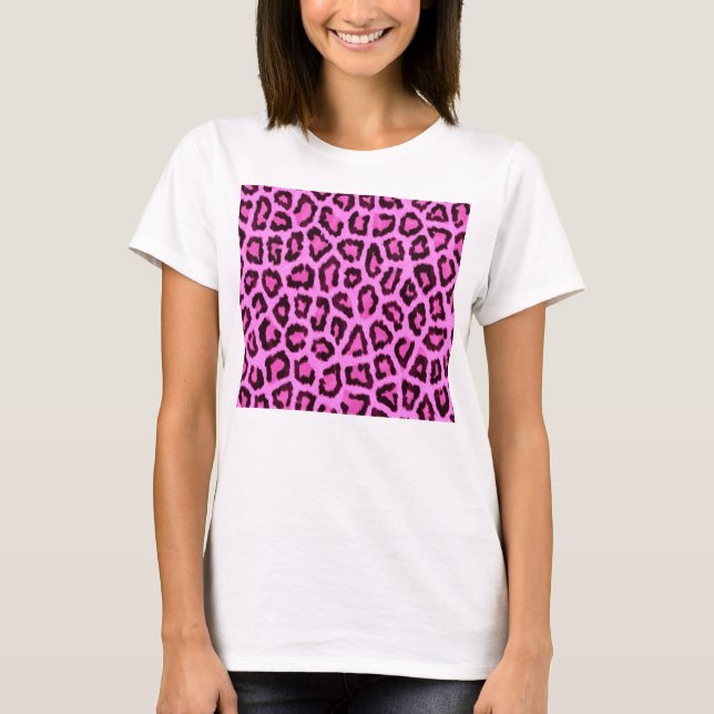 Rosa leopard print mönster t-shirt (Framsida)